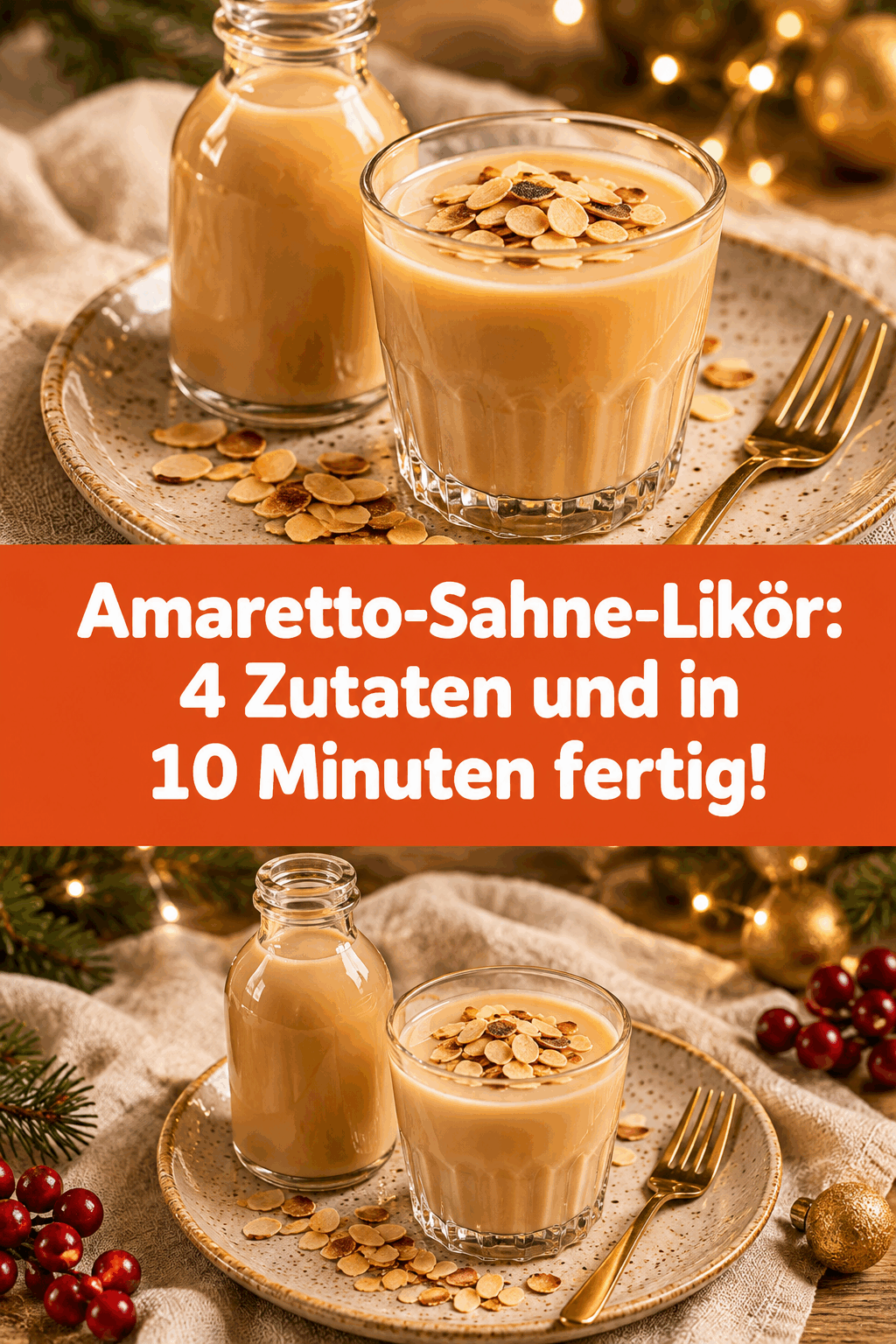 Amaretto-Sahne-Likör: 4 Zutaten und in 10 Minuten fertig!