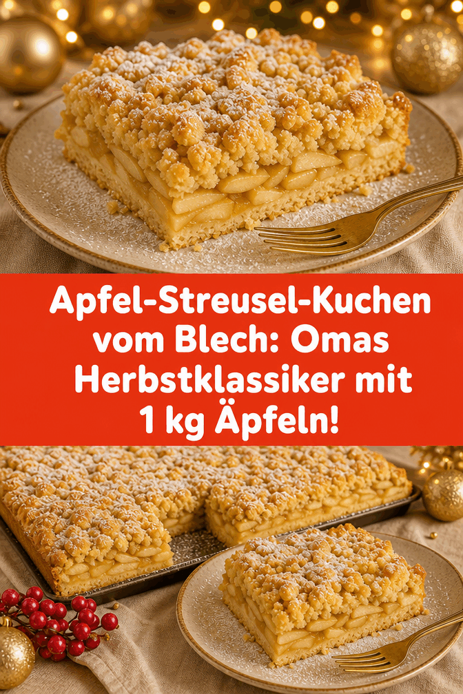 Apfel-Streusel-Kuchen vom Blech: Omas Herbstklassiker mit 1 kg Äpfeln!
