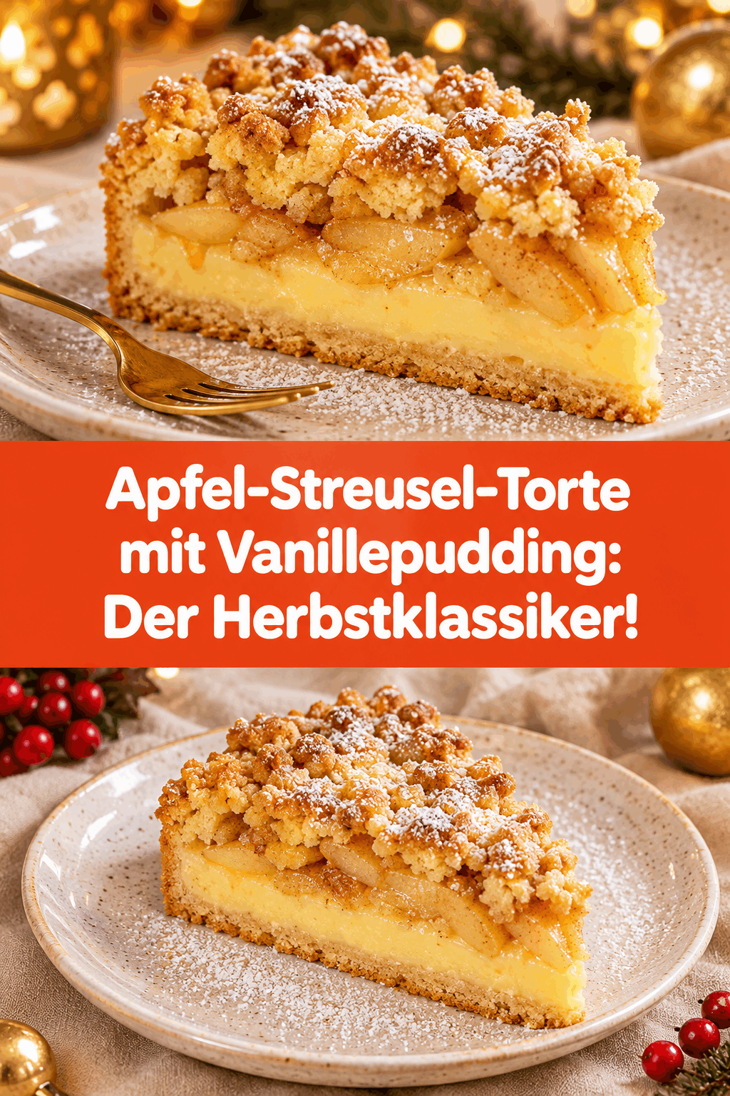 Apfel-Streusel-Torte mit Vanillepudding: Der Herbstklassiker!