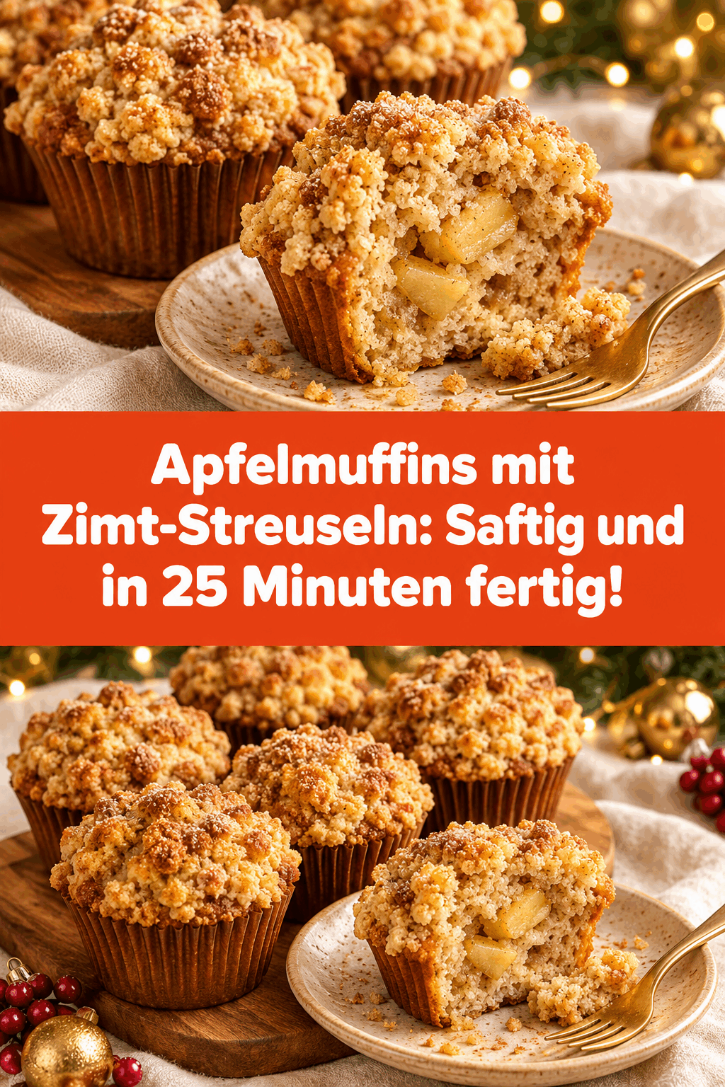 Apfelmuffins mit Zimt-Streuseln: Saftig und in 25 Minuten fertig!