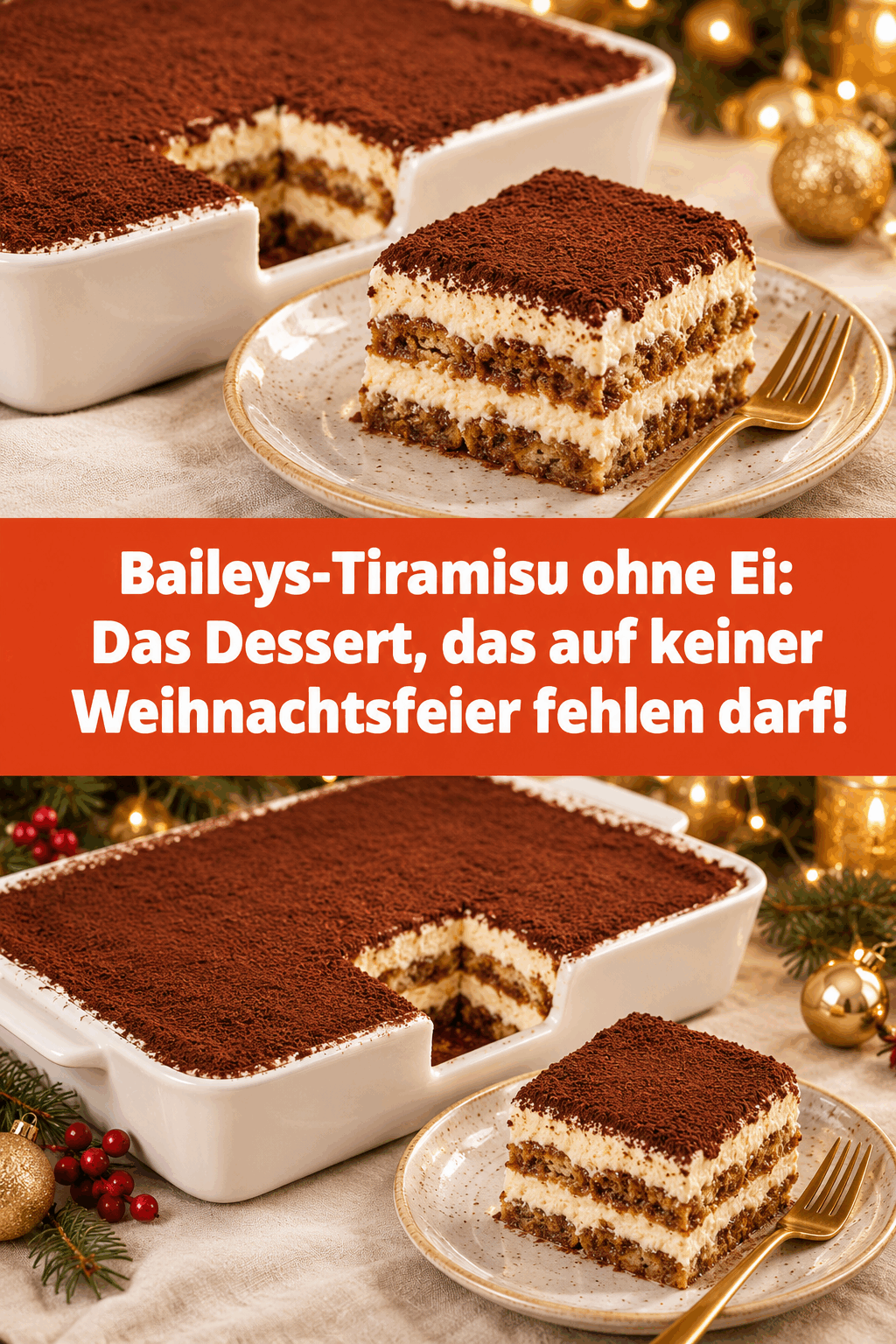 Baileys-Tiramisu ohne Ei: Das Dessert, das auf keiner Weihnachtsfeier fehlen darf!