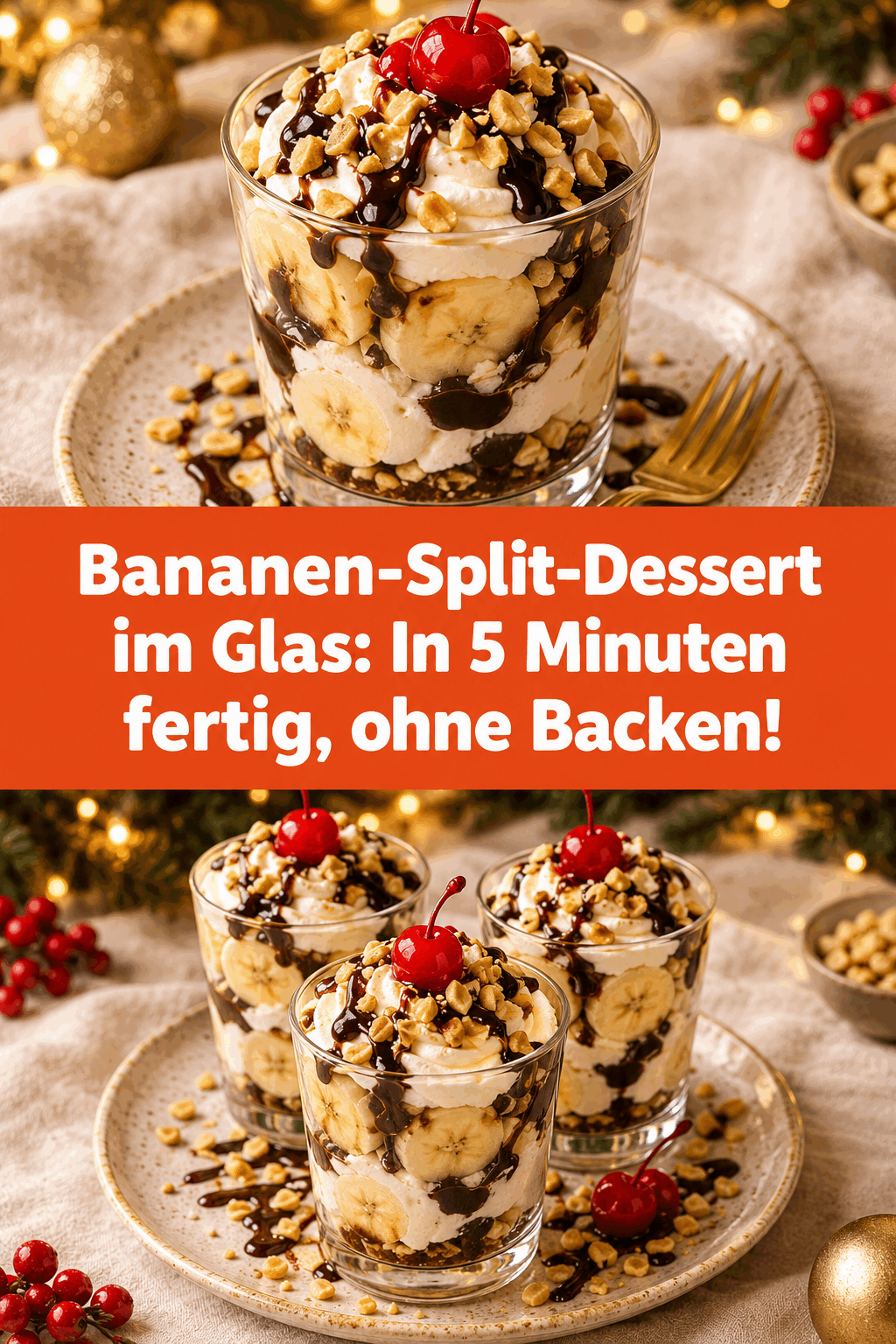 Bananen-Split-Dessert im Glas: In 5 Minuten fertig, ohne Backen!