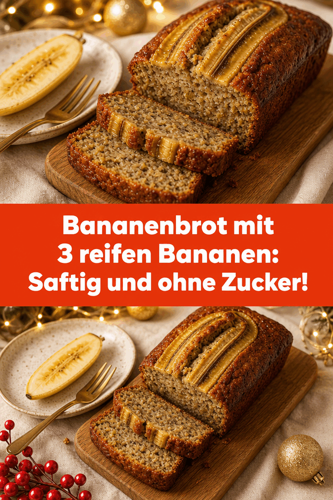 Bananenbrot mit 3 reifen Bananen: Saftig und ohne Zucker!