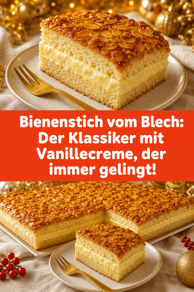 Bienenstich vom Blech: Der Klassiker mit Vanillecreme, der immer gelingt!