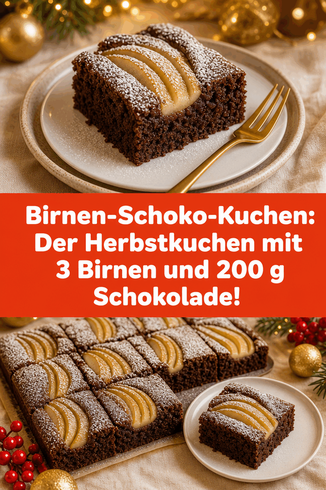 Birnen-Schoko-Kuchen: Der Herbstkuchen mit 3 Birnen und 200 g Schokolade!