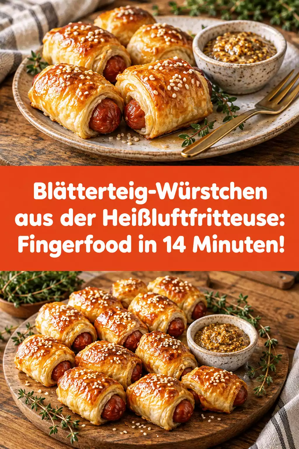 Blätterteig-Würstchen aus der Heißluftfritteuse: Fingerfood in 14 Minuten!