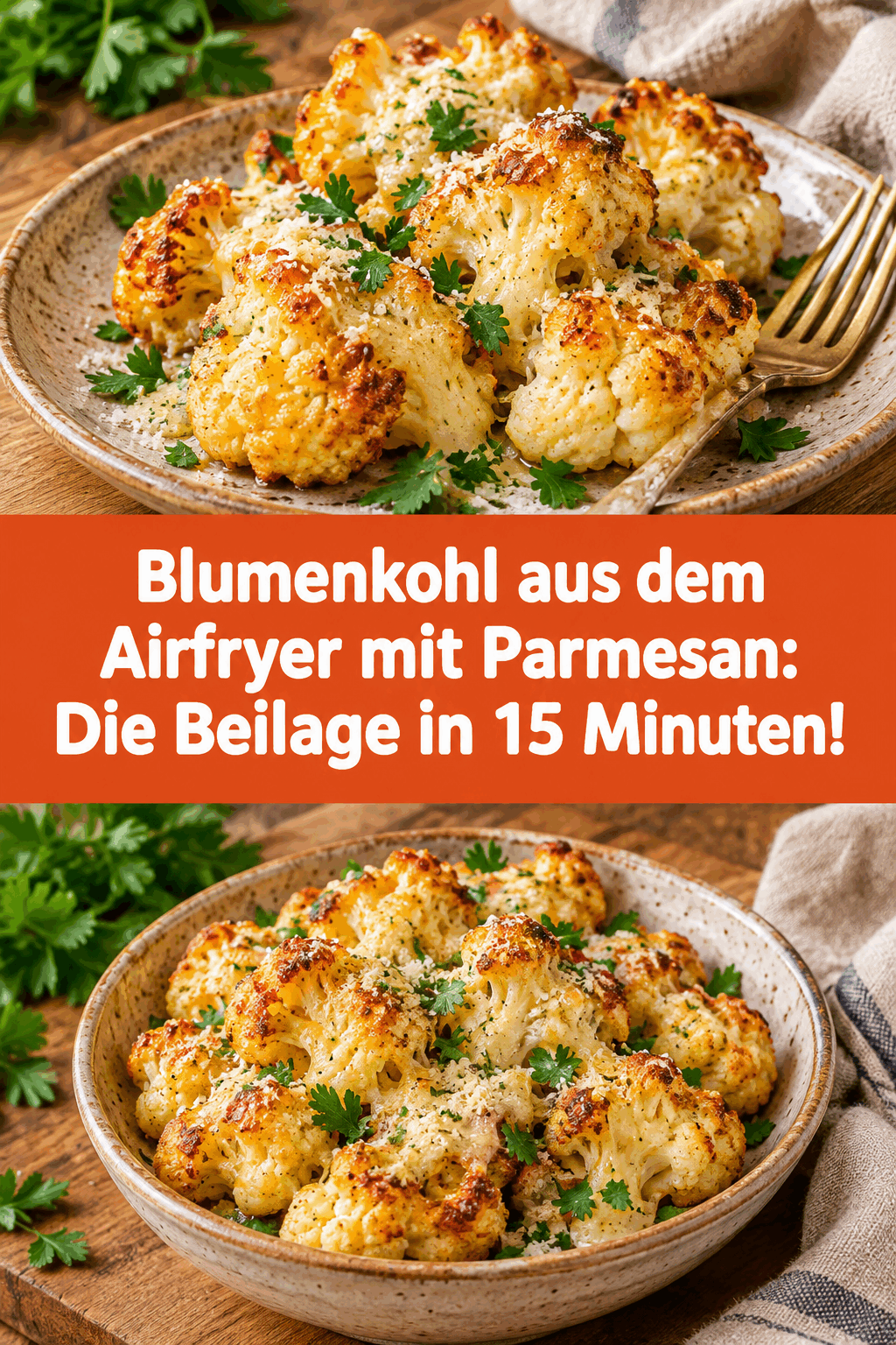 Blumenkohl aus dem Airfryer mit Parmesan: Die Beilage in 15 Minuten!