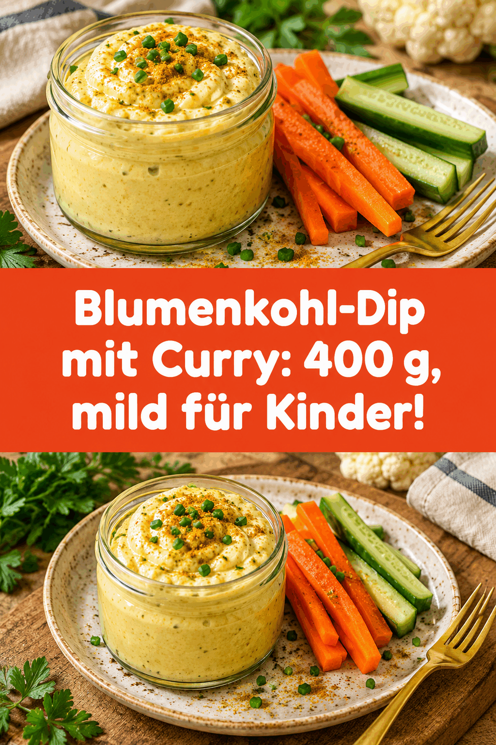 Blumenkohl-Dip mit Curry: 400 g, mild für Kinder!