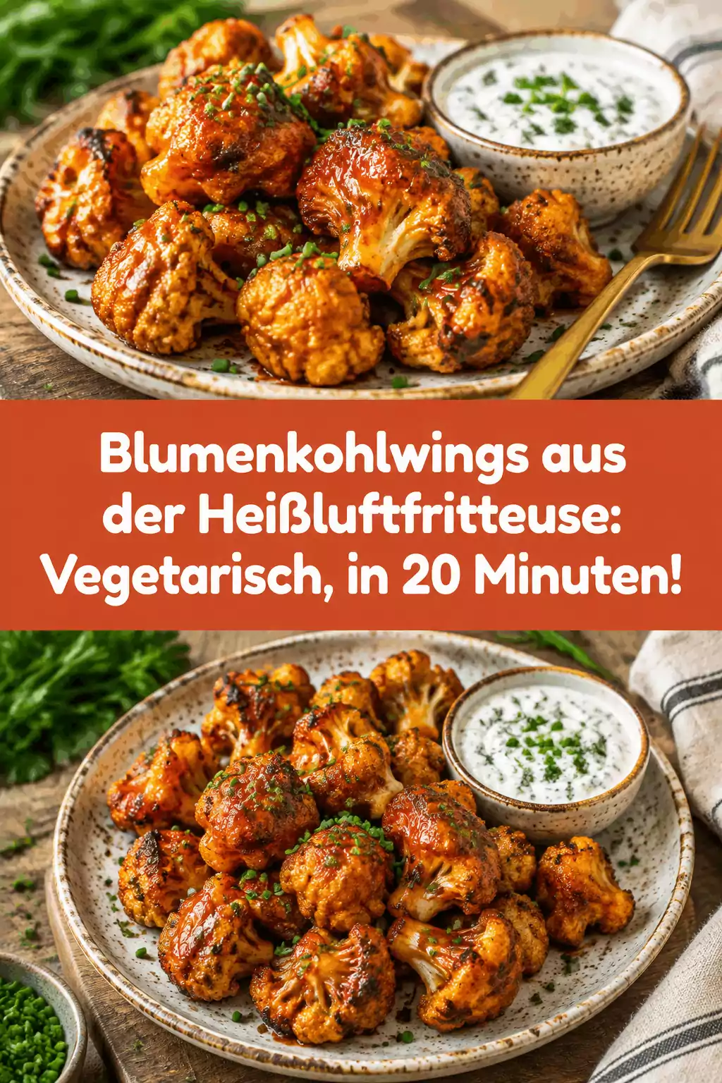 Blumenkohlwings aus der Heißluftfritteuse: Vegetarisch, in 20 Minuten!