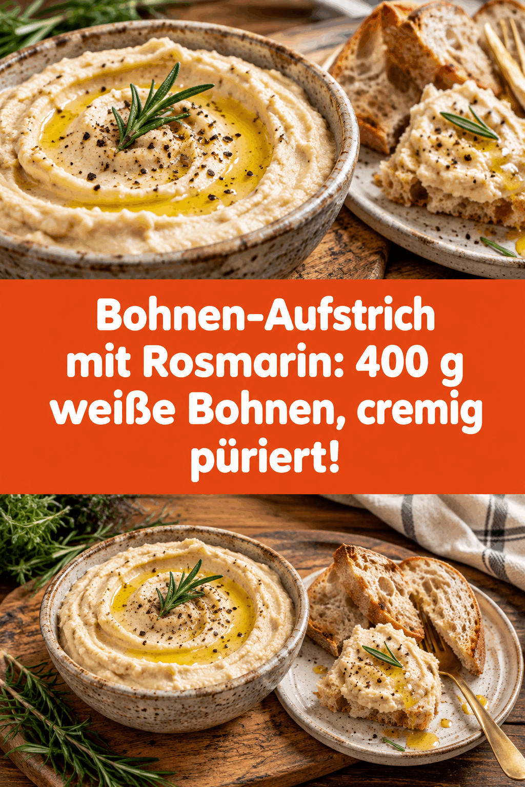 Bohnen-Aufstrich mit Rosmarin: 400 g weiße Bohnen, cremig püriert!