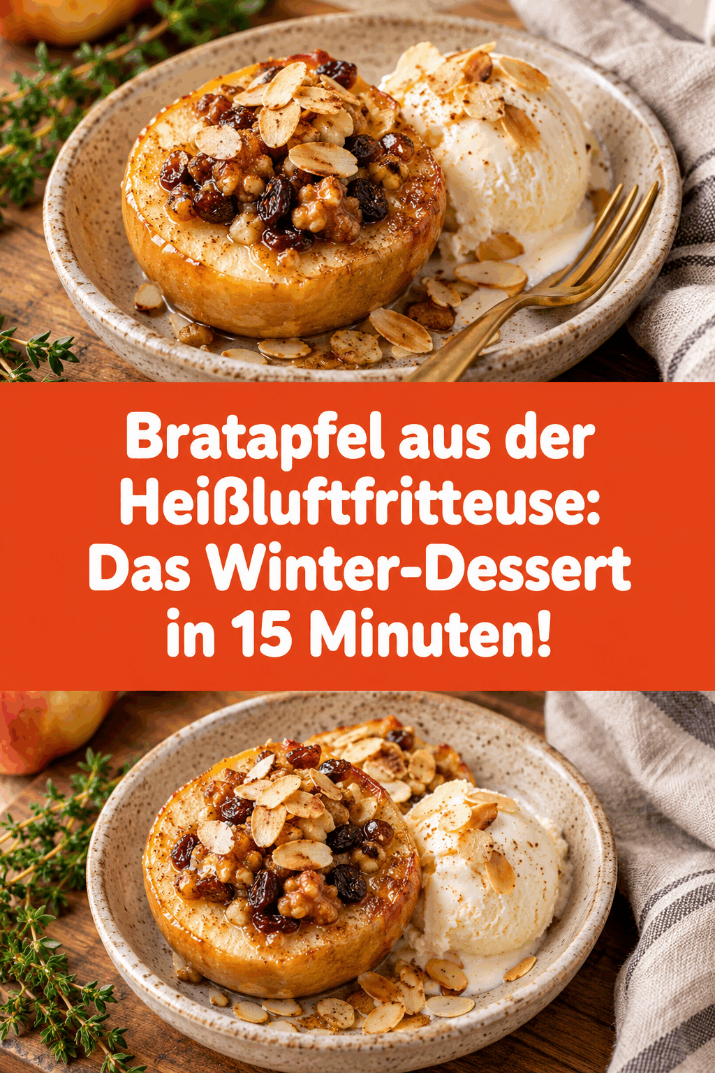 Bratapfel aus der Heißluftfritteuse: Das Winter-Dessert in 15 Minuten!
