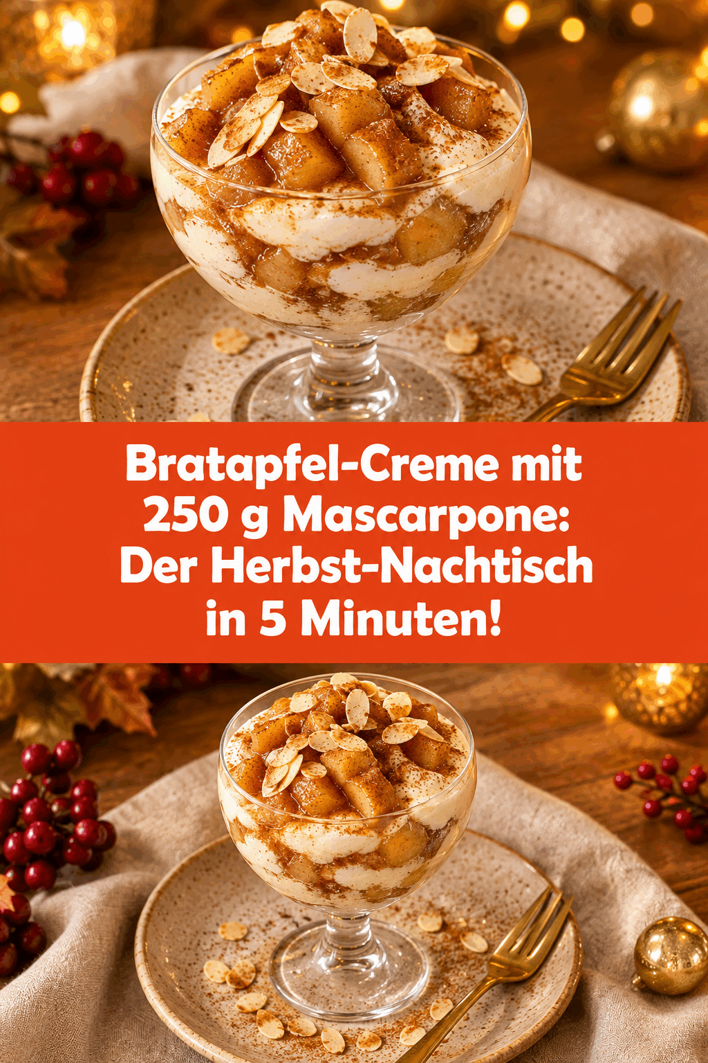 Bratapfel-Creme mit 250 g Mascarpone: Der Herbst-Nachtisch in 5 Minuten!