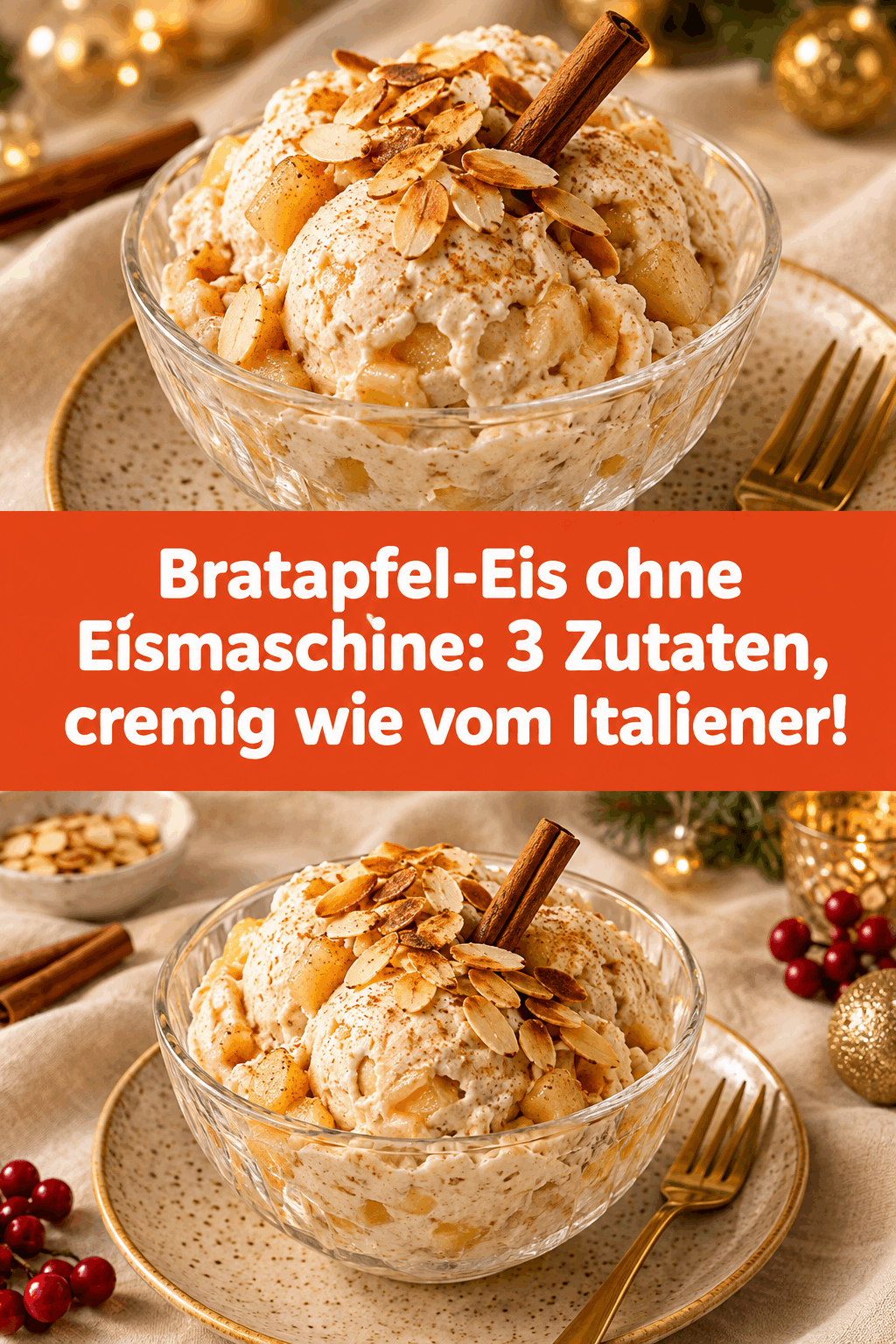 Bratapfel-Eis ohne Eismaschine: 3 Zutaten, cremig wie vom Italiener!