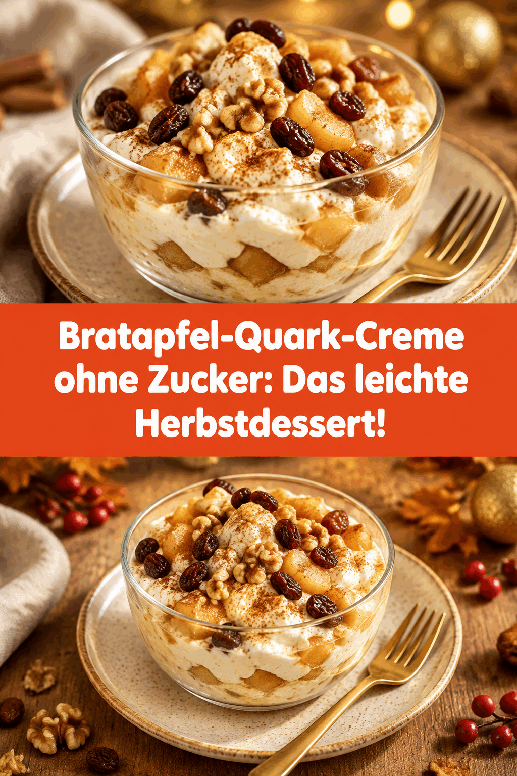 Bratapfel-Quark-Creme ohne Zucker: Das leichte Herbstdessert!