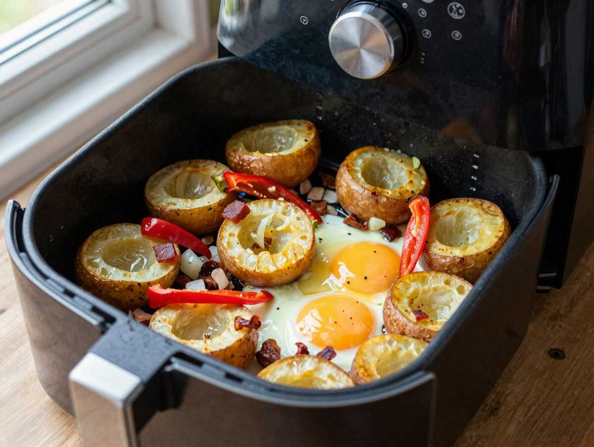 Bratkartoffel-Reste-Pfanne im Airfryer: einmal probiert, immer wieder gemacht – während der Zubereitung