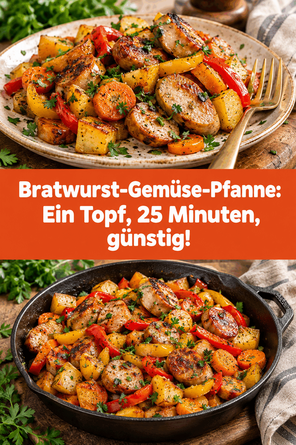 Bratwurst-Gemüse-Pfanne: Ein Topf, 25 Minuten, günstig!