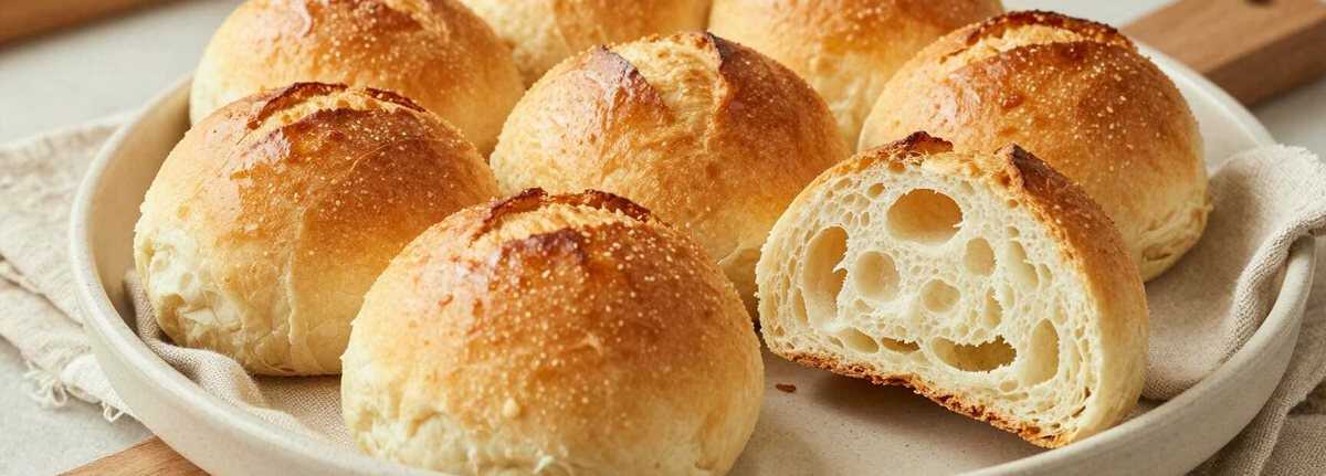 Brötchen wie vom Bäcker: Knusprig, mit 5 Zutaten, über Nacht gegangen!