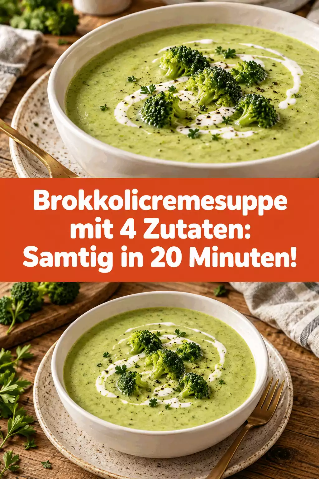 Brokkolicremesuppe mit 4 Zutaten: Samtig in 20 Minuten!