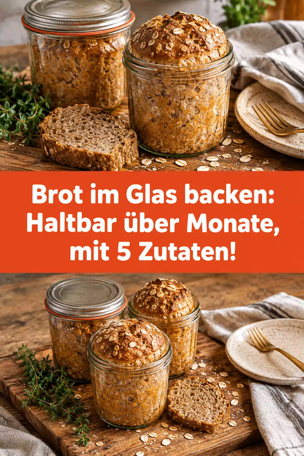 Brot im Glas backen: Haltbar über Monate, mit 5 Zutaten!