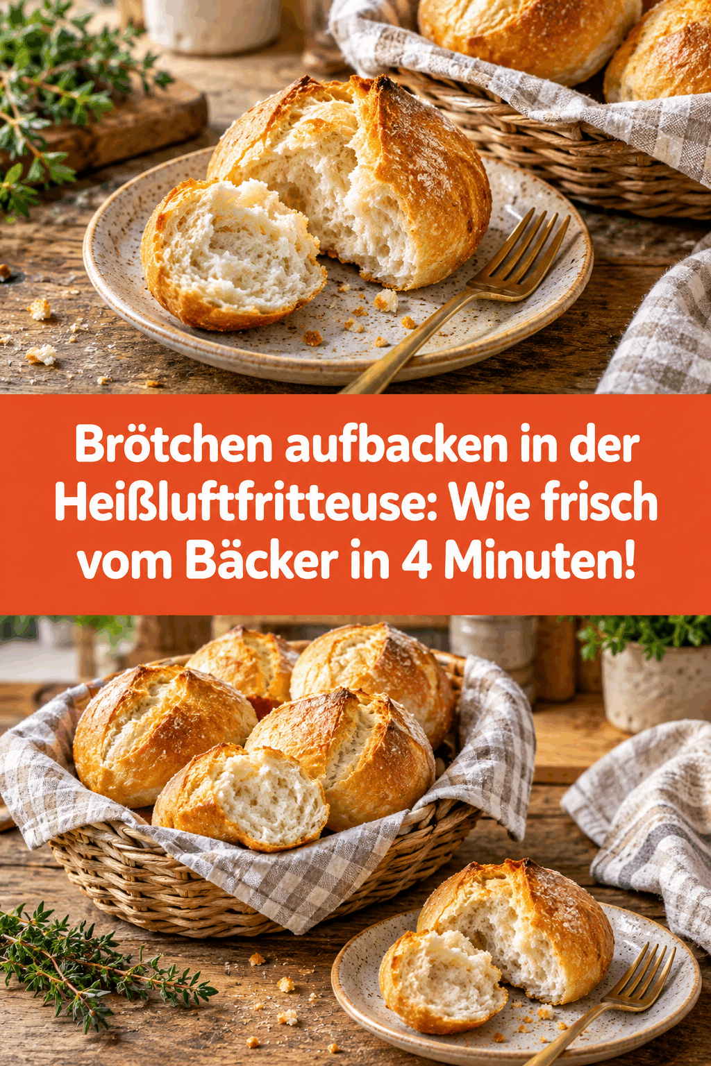 Brötchen aufbacken in der Heißluftfritteuse: Wie frisch vom Bäcker in 4 Minuten!