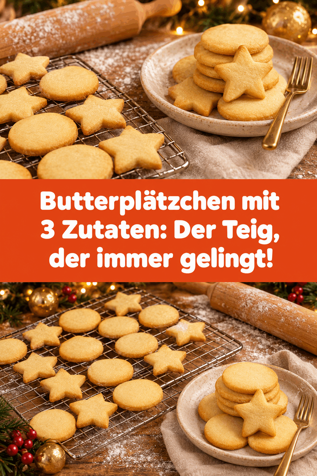 Butterplätzchen mit 3 Zutaten: Der Teig, der immer gelingt!