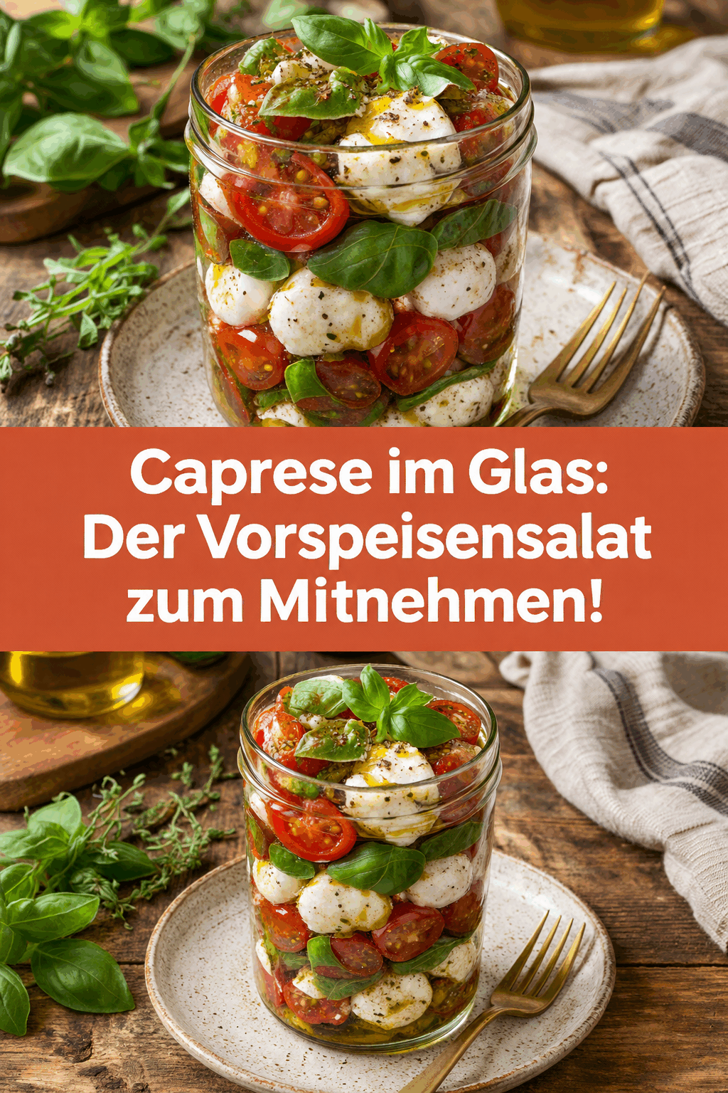Caprese im Glas: Der Vorspeisensalat zum Mitnehmen!