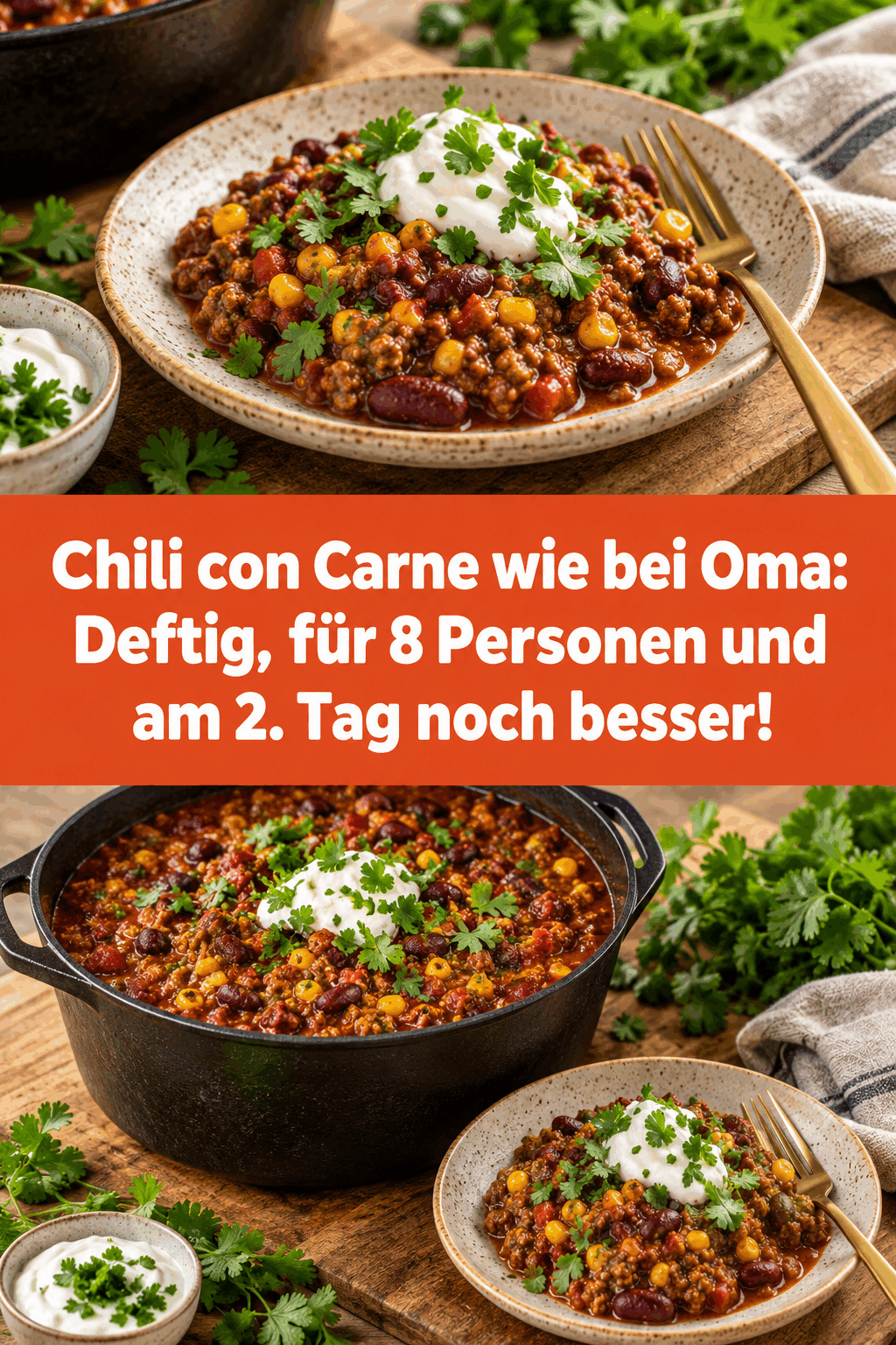 Chili con Carne wie bei Oma: Deftig, für 8 Personen und am 2. Tag noch besser!