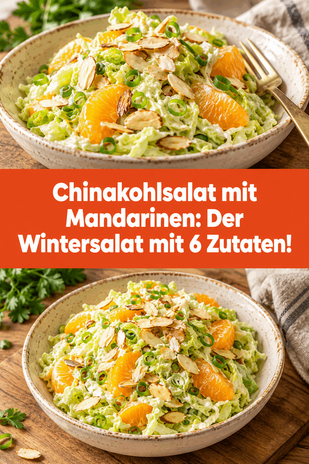Chinakohlsalat mit Mandarinen: Der Wintersalat mit 6 Zutaten!