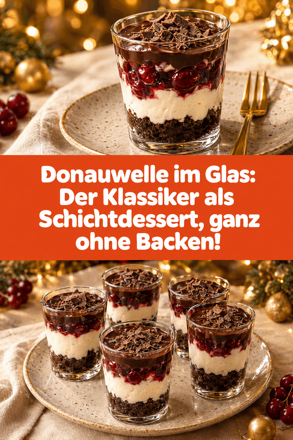 Donauwelle im Glas: Der Klassiker als Schichtdessert, ganz ohne Backen!