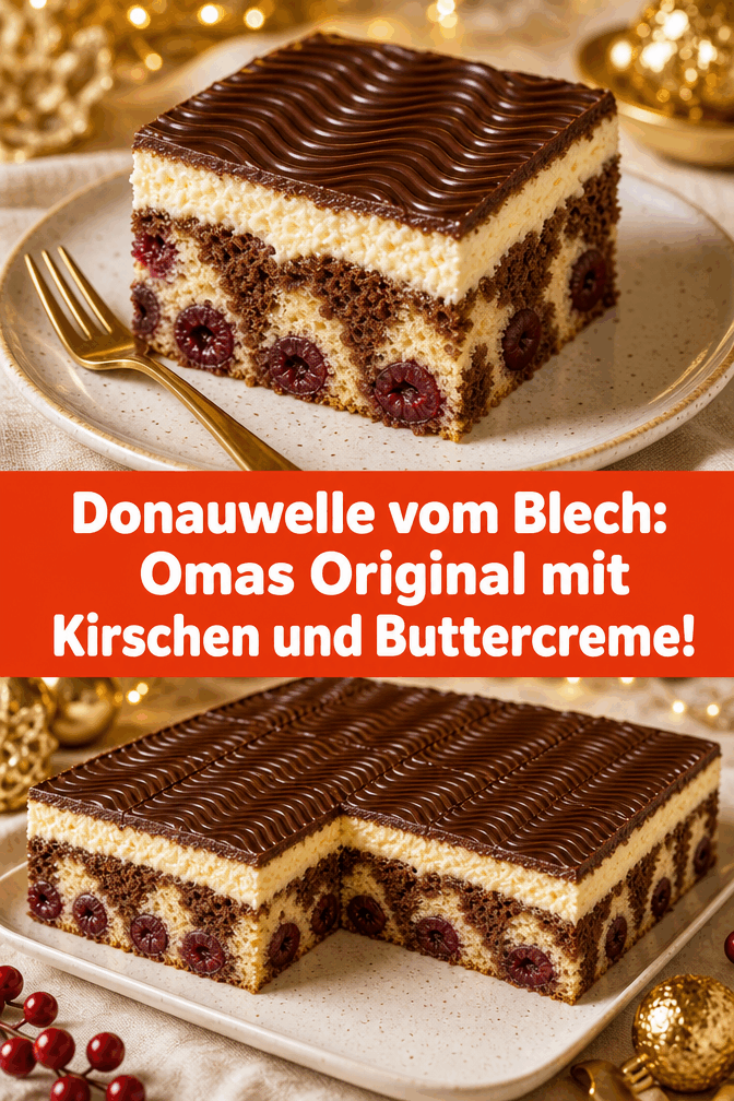 Donauwelle vom Blech: Omas Original mit Kirschen und Buttercreme!