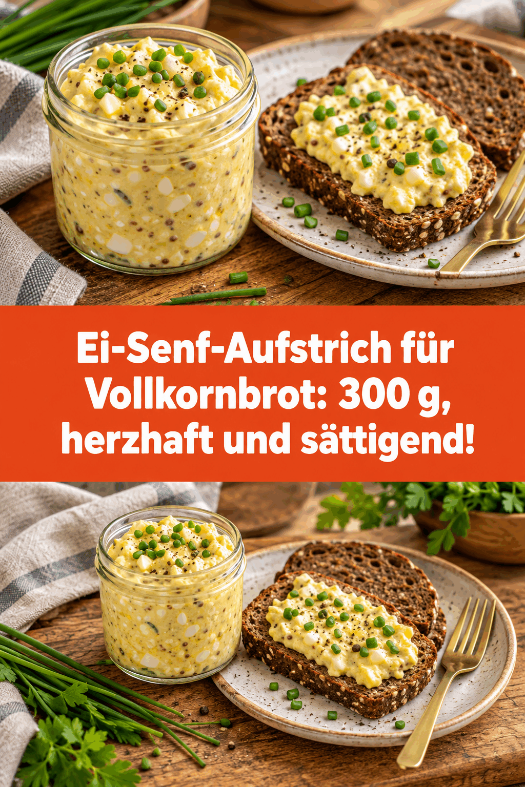 Ei-Senf-Aufstrich für Vollkornbrot: 300 g, herzhaft und sättigend!