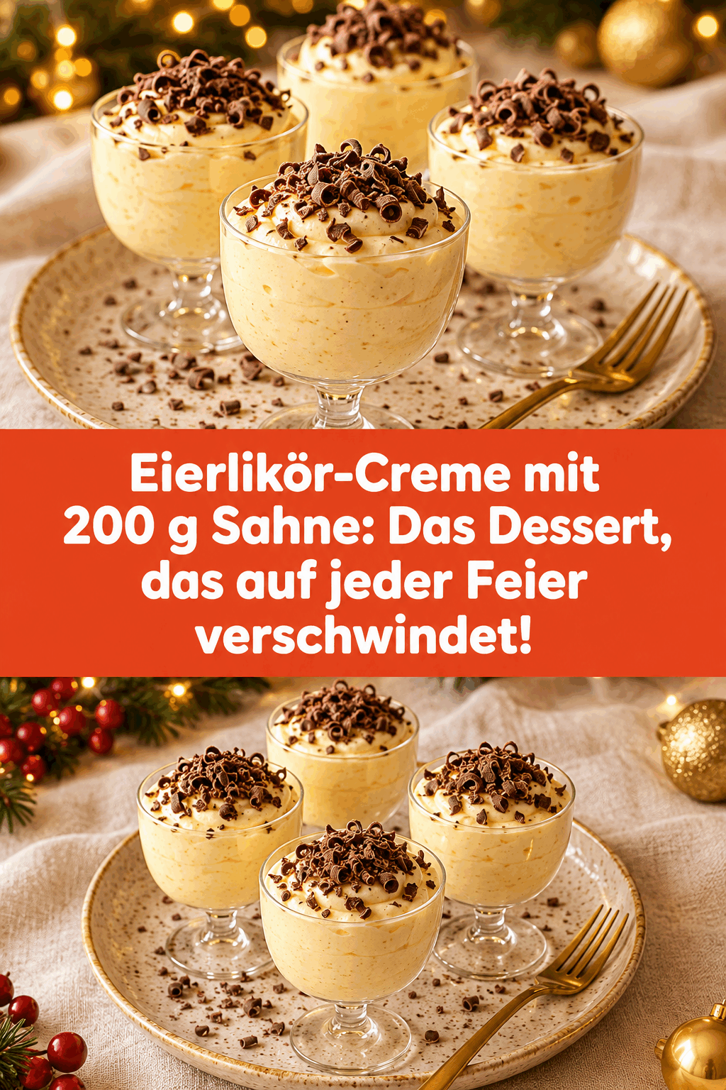 Eierlikör-Creme mit 200 g Sahne: Das Dessert, das auf jeder Feier verschwindet!
