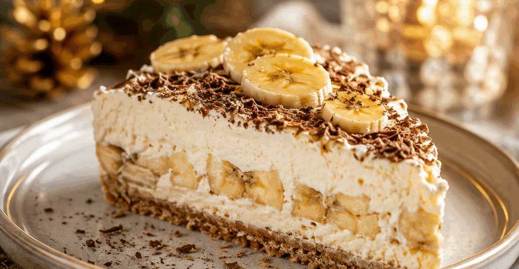 Entdecke den ultimativen Bananenkuchen – ganz ohne Backen! – so sieht es fertig aus