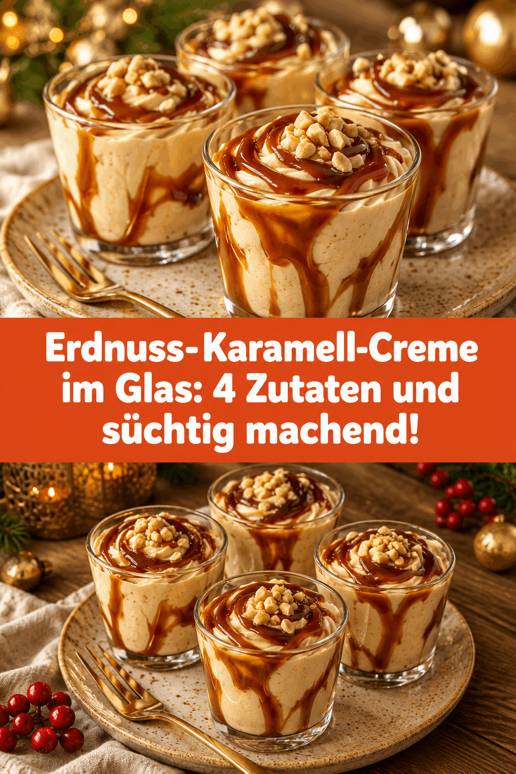 Erdnuss-Karamell-Creme im Glas: 4 Zutaten und süchtig machend!