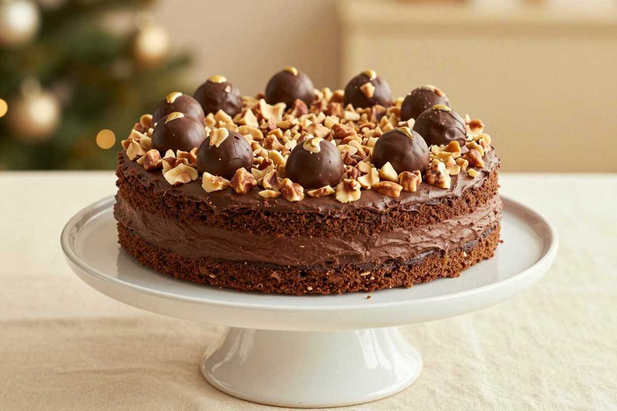 Ferrero-Rocher-Torte ohne Backen: Die Festtagstorte mit 5 Zutaten!