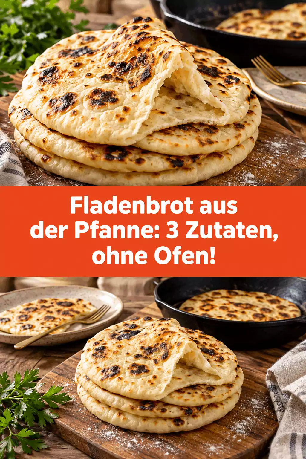 Fladenbrot aus der Pfanne: 3 Zutaten, ohne Ofen!