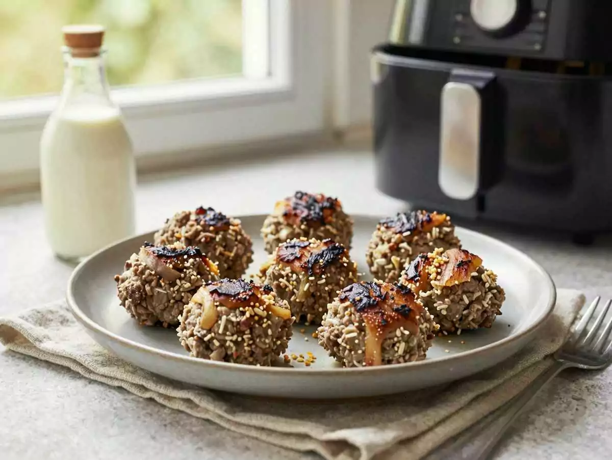 Frikadellen aus dem Airfryer – mit Zutaten, die du sowieso zu Hause hast – während der Zubereitung