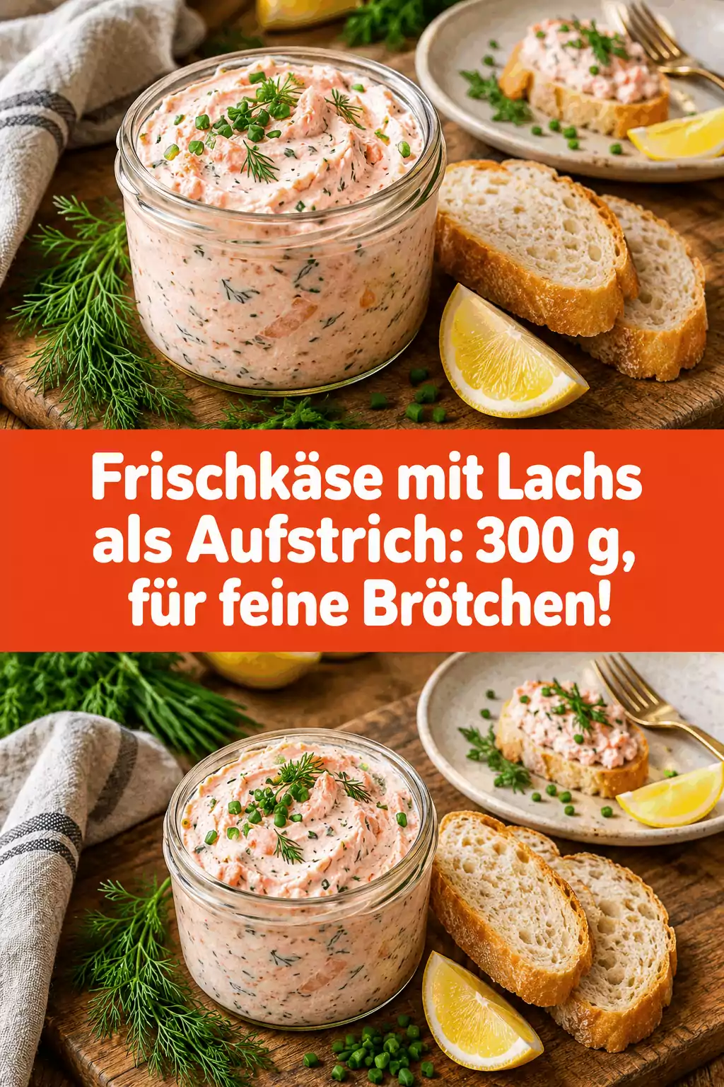 Frischkäse mit Lachs als Aufstrich: 300 g, für feine Brötchen!