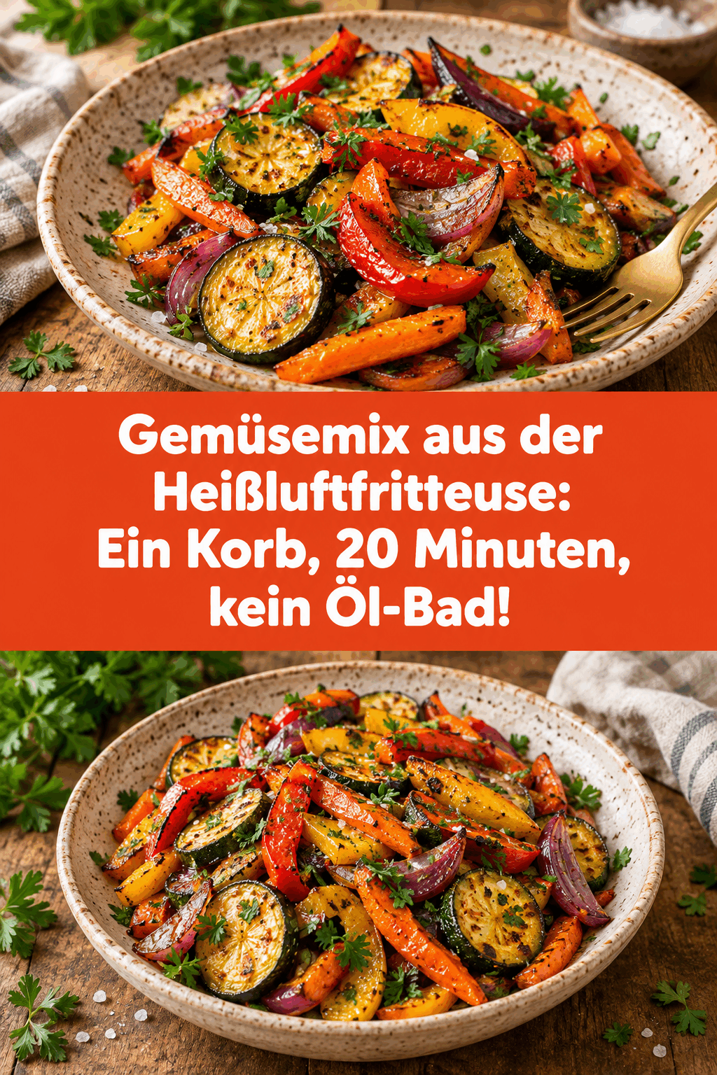Gemüsemix aus der Heißluftfritteuse: Ein Korb, 20 Minuten, kein Öl-Bad!
