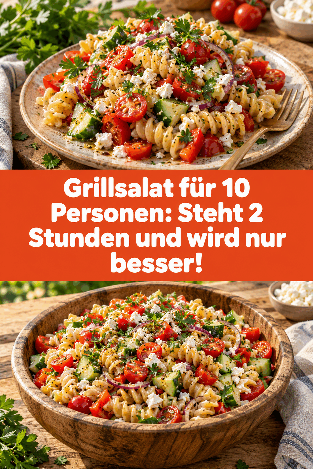 Grillsalat für 10 Personen: Steht 2 Stunden und wird nur besser!