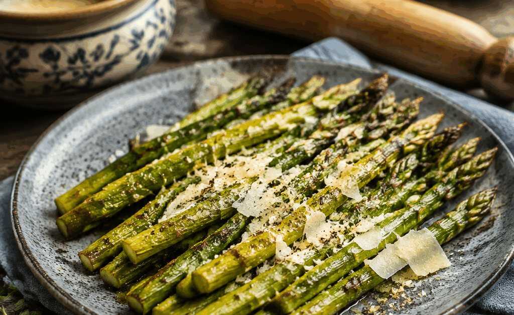 Grüner Spargel mit Parmesan aus dem Airfryer, perfekt für den schnellen Feierabend