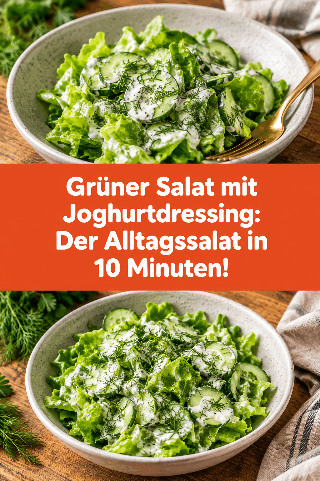 Grüner Salat mit Joghurtdressing: Der Alltagssalat in 10 Minuten!