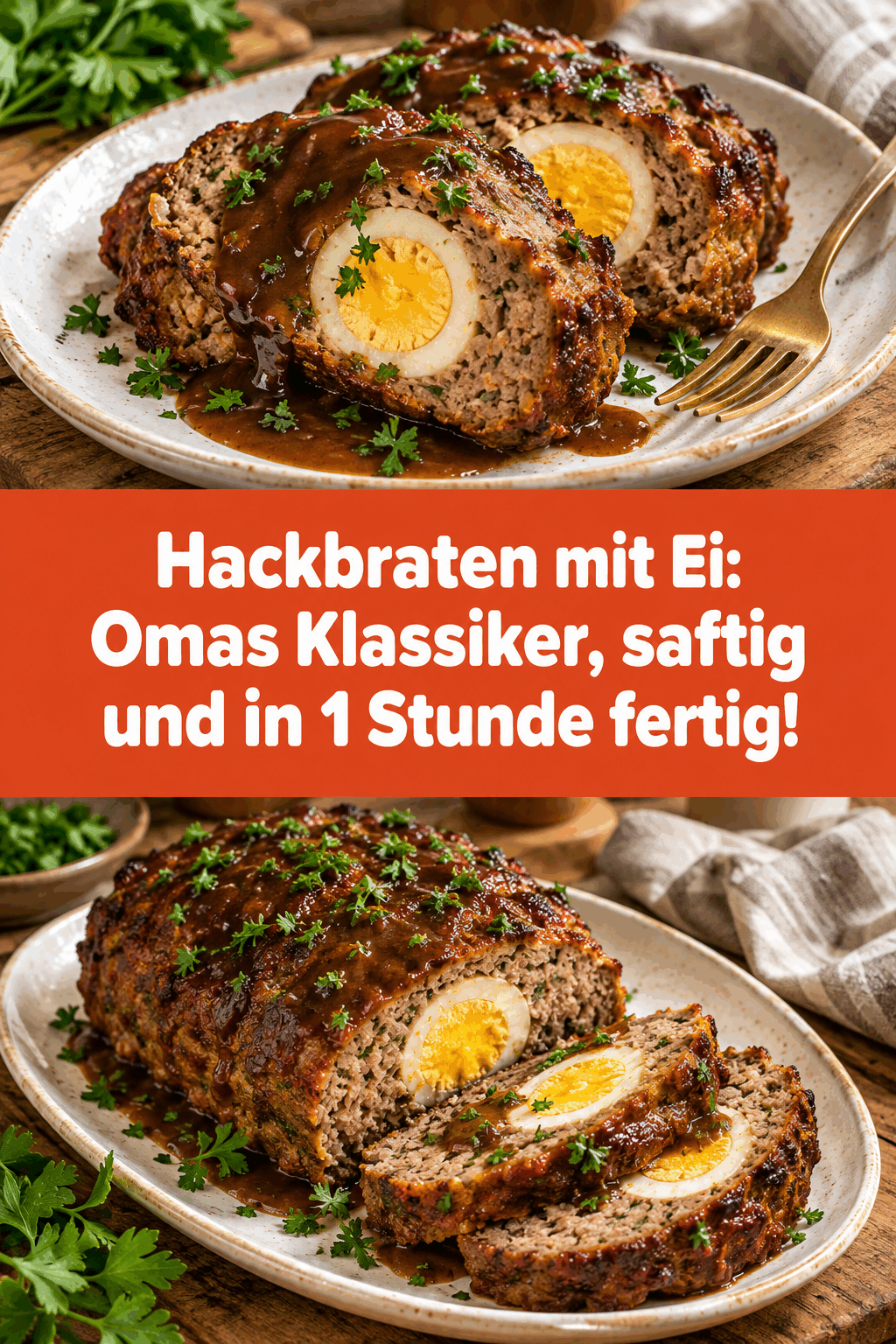 Hackbraten mit Ei: Omas Klassiker, saftig und in 1 Stunde fertig!