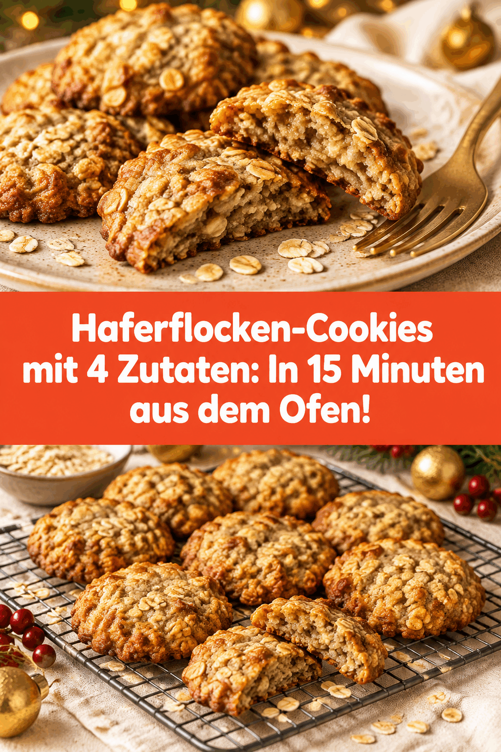 Haferflocken-Cookies mit 4 Zutaten: In 15 Minuten aus dem Ofen!