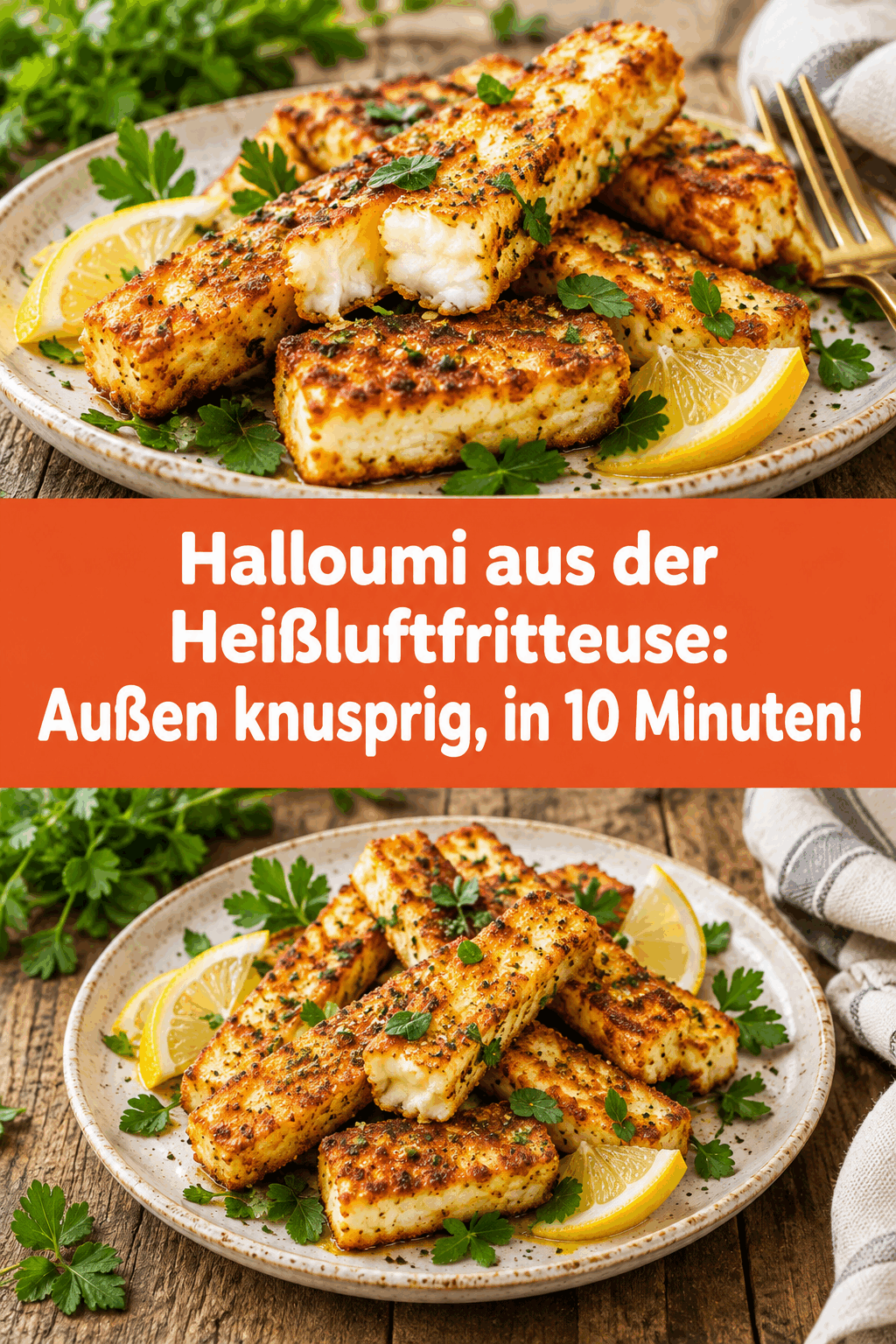 Halloumi aus der Heißluftfritteuse: Außen knusprig, in 10 Minuten!