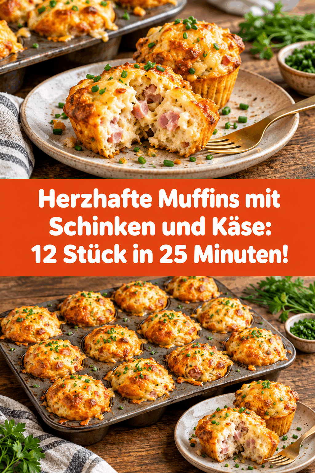 Herzhafte Muffins mit Schinken und Käse: 12 Stück in 25 Minuten!