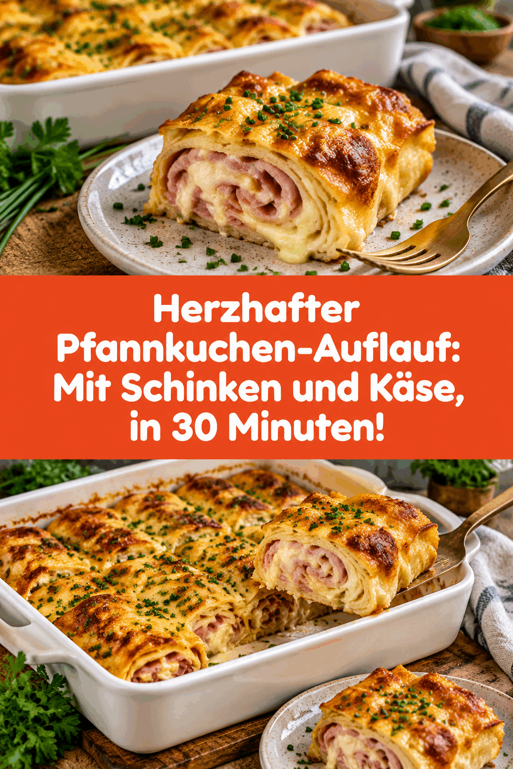 Herzhafter Pfannkuchen-Auflauf: Mit Schinken und Käse, in 30 Minuten!