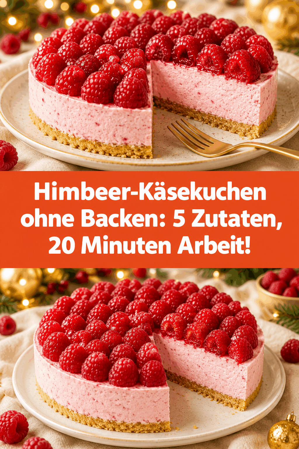 Himbeer-Käsekuchen ohne Backen: 5 Zutaten, 20 Minuten Arbeit!
