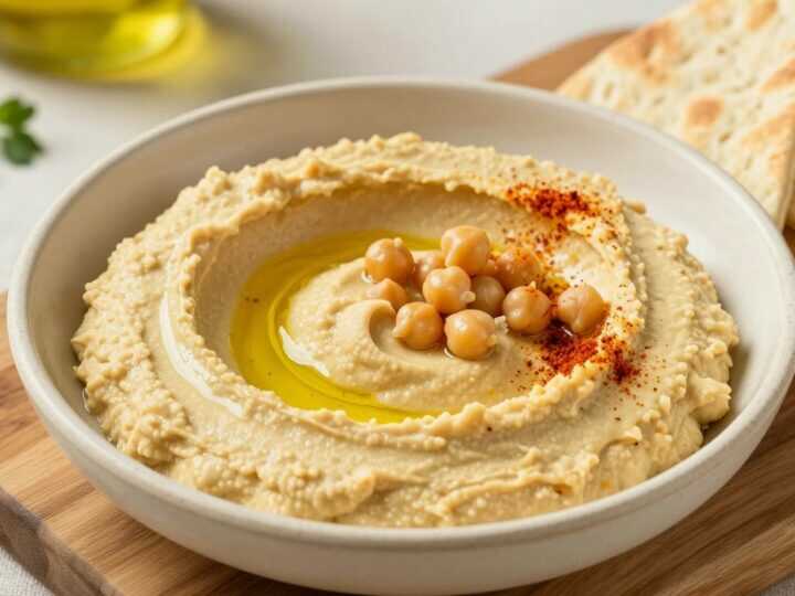 Hummus mit Kichererbsen und Tahini: 400 g, cremig in fünf Minuten!