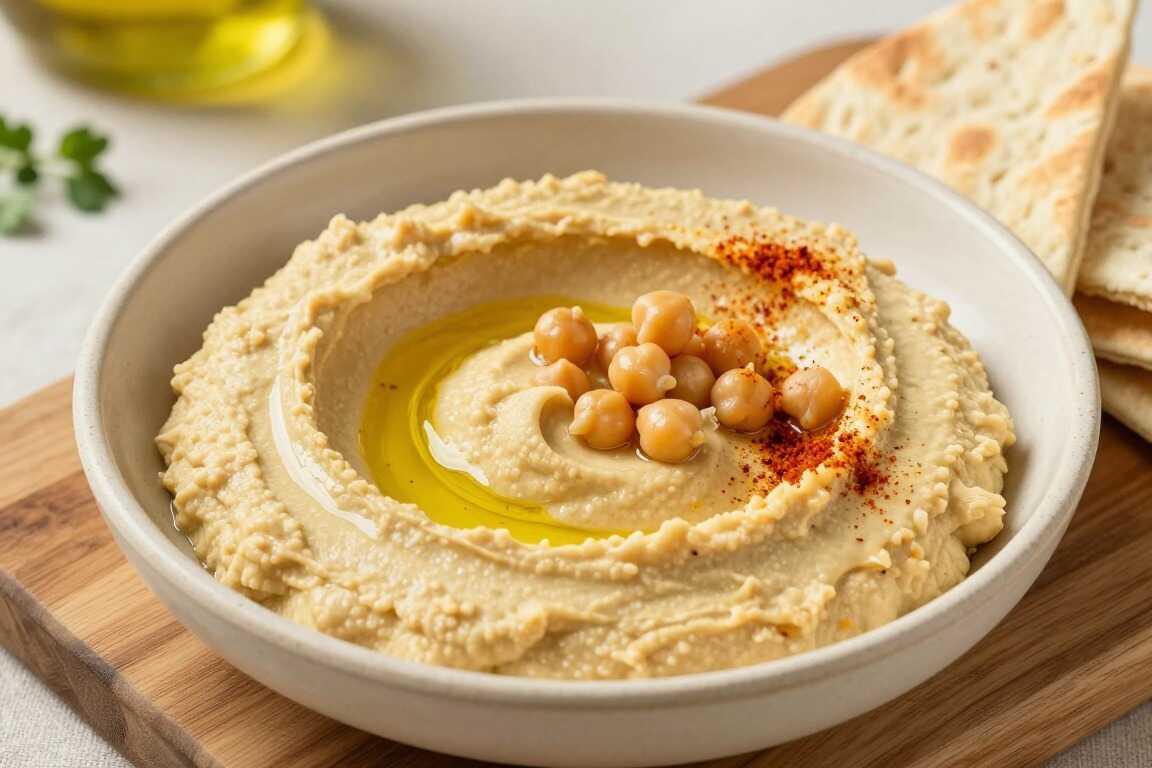 Hummus mit Kichererbsen und Tahini: 400 g, cremig in fünf Minuten!